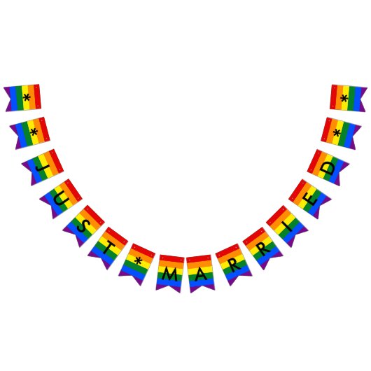 たった今結婚しましたの虹の旗LGBTのプライドの結婚披露宴 バンティングフラッグ (全)