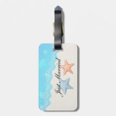 たった今結婚しましたの貝殻のビーチ結婚式 ラゲッジタグ (裏面縦)