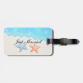 たった今結婚しましたの貝殻のビーチ結婚式 ラゲッジタグ (裏面横)