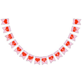 たった今結婚しましたの赤いハートのピンクの旗布の旗 バンティングフラッグ