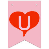 たった今結婚しましたの赤いハートのピンクの旗布の旗 バンティングフラッグ (第3の旗)