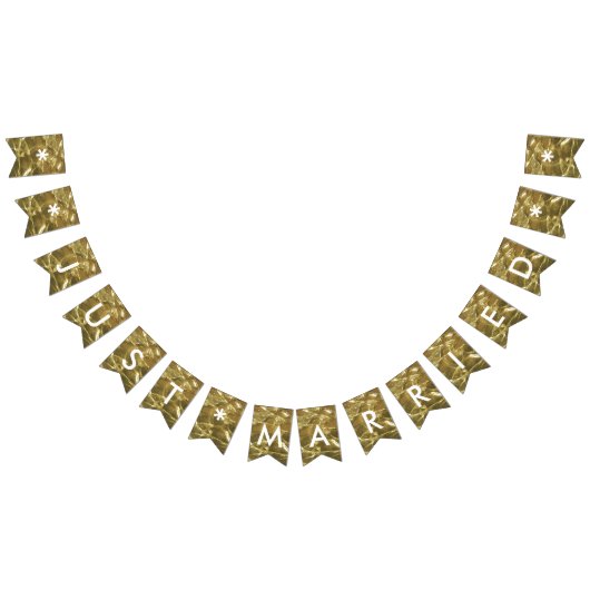 たった今結婚しましたの金ゴールドの白いグリッターの結婚披露宴 バンティングフラッグ (全)