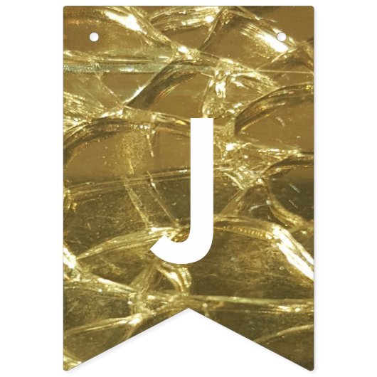 たった今結婚しましたの金ゴールドの白いグリッターの結婚披露宴 バンティングフラッグ (第3の旗)