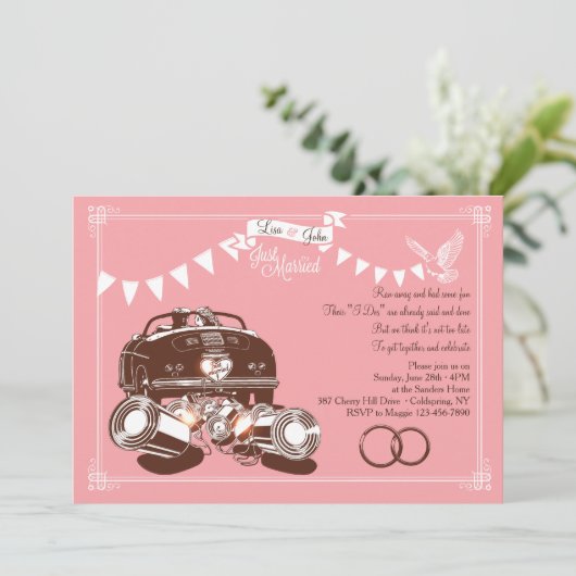 たった今結婚しましたの駆け落ちパーティの招待状 招待状 (スタンド正面)