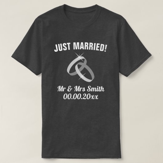 たった今結婚しましたのTシャツのセット結婚は Tシャツ (デザイン正面)