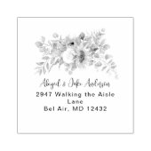 たった今結婚しましたひまわりモダンアドレスのゴム印 ラバースタンプ (インプリント)