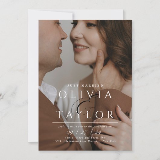 たった今結婚しましたアンパサンド絡み合い2写真結婚の 招待状 (正面)