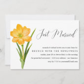 たった今結婚しましたイエローダフォディル結婚ポストのブランチ 招待状 (正面)