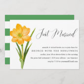 たった今結婚しましたイエローダフォディル結婚ポストのブランチ 招待状 (正面/裏面)