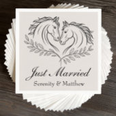 たった今結婚しましたウェスタン素朴ホースカントリーウェディング スタンダードカクテルナプキン