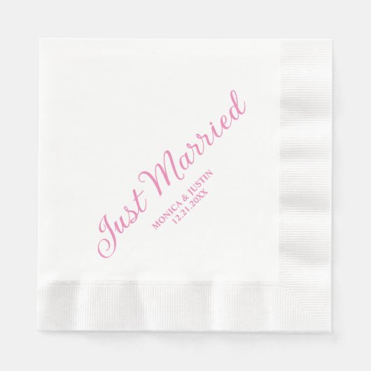 たった今結婚しましたウェディングレセプションカクテル 縁ありランチョンナプキン (正面)
