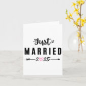たった今結婚しましたエスト2025ハネムーン結婚ズ・カップル・アン カード (黄色い花)