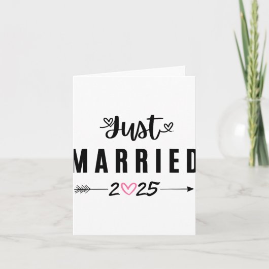 たった今結婚しましたエスト2025ハネムーン結婚ズ・カップル・アン カード (正面)