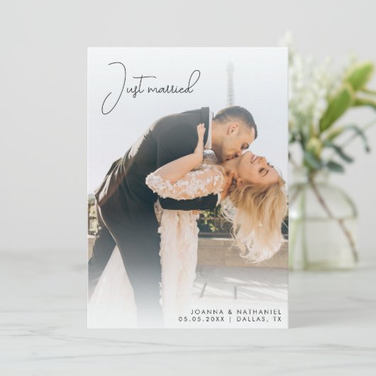 たった今結婚しましたエレガントシンプルの駆け落ち 招待状 (スタンド正面)