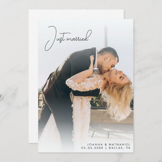 たった今結婚しましたエレガントシンプルの駆け落ち 招待状 (正面/裏面)