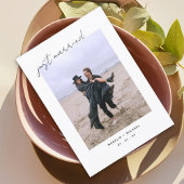 たった今結婚しましたエレガントシンプル結婚の写真カード セーブザデート