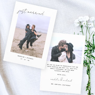 たった今結婚しましたエレガントシンプル結婚の写真カード 案内状