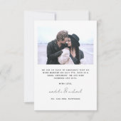 たった今結婚しましたエレガントシンプル結婚の写真カード 案内状 (裏面)