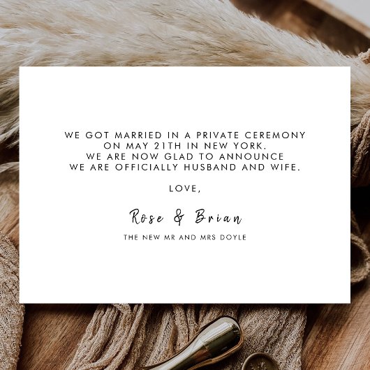 たった今結婚しましたエレガントス結婚トのカスタム写真 案内状