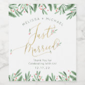 たった今結婚しましたエレガントタイポグラフィクリ結婚スマス ワインラベル (シングルラベル)