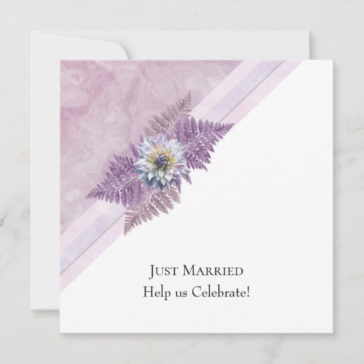 たった今結婚しましたエレガントダスティピンクフローラ大理石 招待状 (正面)