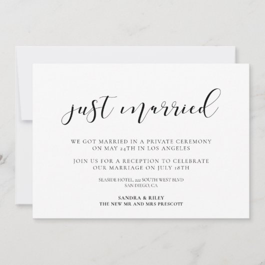 たった今結婚しましたエレガントデザイン 招待状 (正面)