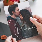 たった今結婚しましたエレガントハンド結婚レタリングの写真 案内状