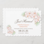 たった今結婚しましたエレガントピンクオーキッドフローラ結婚ズ 案内状 (正面/裏面)
