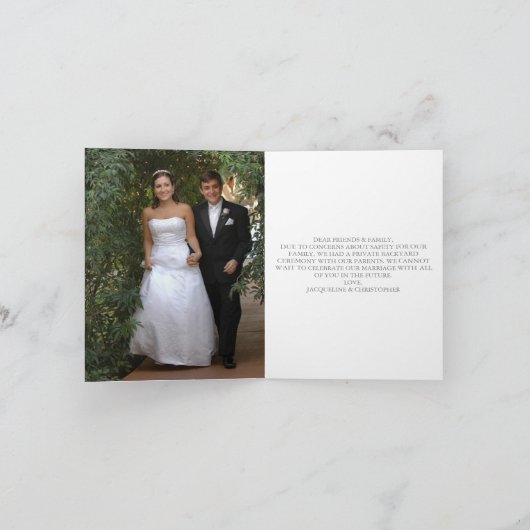 たった今結婚しましたエレガントピンクフローラ結婚写真 案内状 (内部)