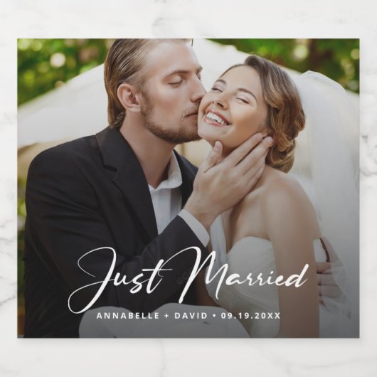 たった今結婚しましたエレガントフォト結婚ズ スパークリングワインラベル (シングルラベル)