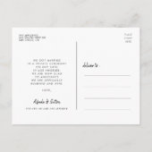 たった今結婚しましたエレガントモダン結婚写真 ポストカード (裏面)