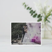 たった今結婚しましたエレガントモダン結婚写真 ポストカード (スタンド正面)