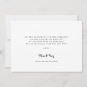 たった今結婚しましたエレガントロマ結婚ティックの写真カード 案内状 (裏面)