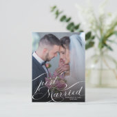 たった今結婚しましたエレガント写真結婚の発表 ポストカード (スタンド正面)