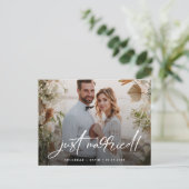 たった今結婚しましたエレガント写真結婚はがき ポストカード (スタンド正面)