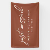 たった今結婚しましたエレガント書のスクリプ結婚ト 横断幕 (縦)