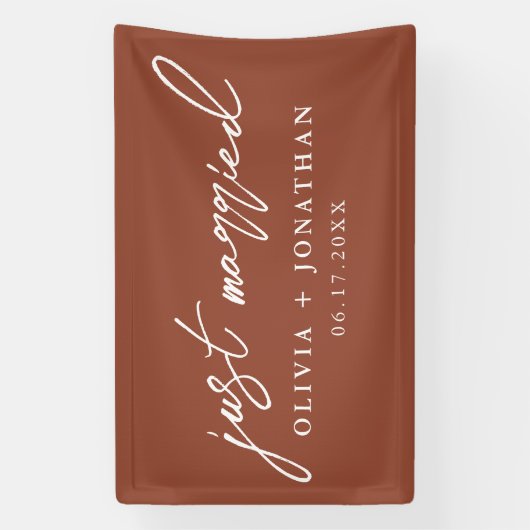 たった今結婚しましたエレガント書のスクリプ結婚ト 横断幕 (縦)