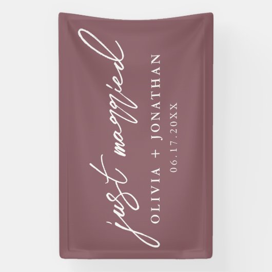 たった今結婚しましたエレガント書のスクリプ結婚ト 横断幕 (縦)