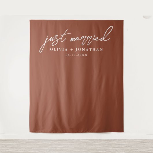 たった今結婚しましたエレガント書道結婚の背景 タペストリー (正面)