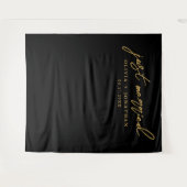 たった今結婚しましたエレガント書道結婚の背景 タペストリー (正面(横))