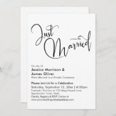 たった今結婚しましたエレガント書道（白黒） 招待状 (正面/裏面)