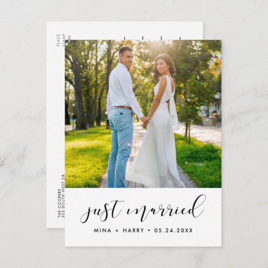 たった今結婚しましたエレガント発表の写真 ポストカード (正面/裏面)