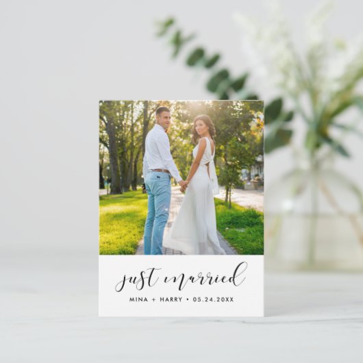 たった今結婚しましたエレガント発表の写真 ポストカード (スタンド正面)