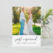 たった今結婚しましたエレガント発表写真カード 案内状 (スタンド正面)