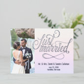 たった今結婚しましたエレガント発表写真カード 箔シーズンカード (立ち正面)