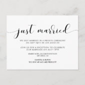 たった今結婚しましたエレガント白黒発表 ポストカード (正面)