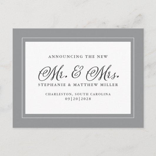 たった今結婚しましたエロペメントアルティメットグレーシックエレガント インビテーションポストカード (正面)