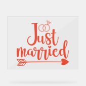 たった今結婚しましたオレンジ アクリルサイン (正面)