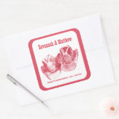 たった今結婚しましたカウボーイ女性のカーボーイハット結婚ズステッカー スクエアシール (封筒)