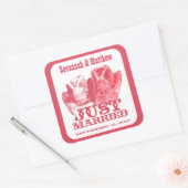 たった今結婚しましたカウボーイ女性のカーボーイハット結婚ズステッカー スクエアシール (封筒)